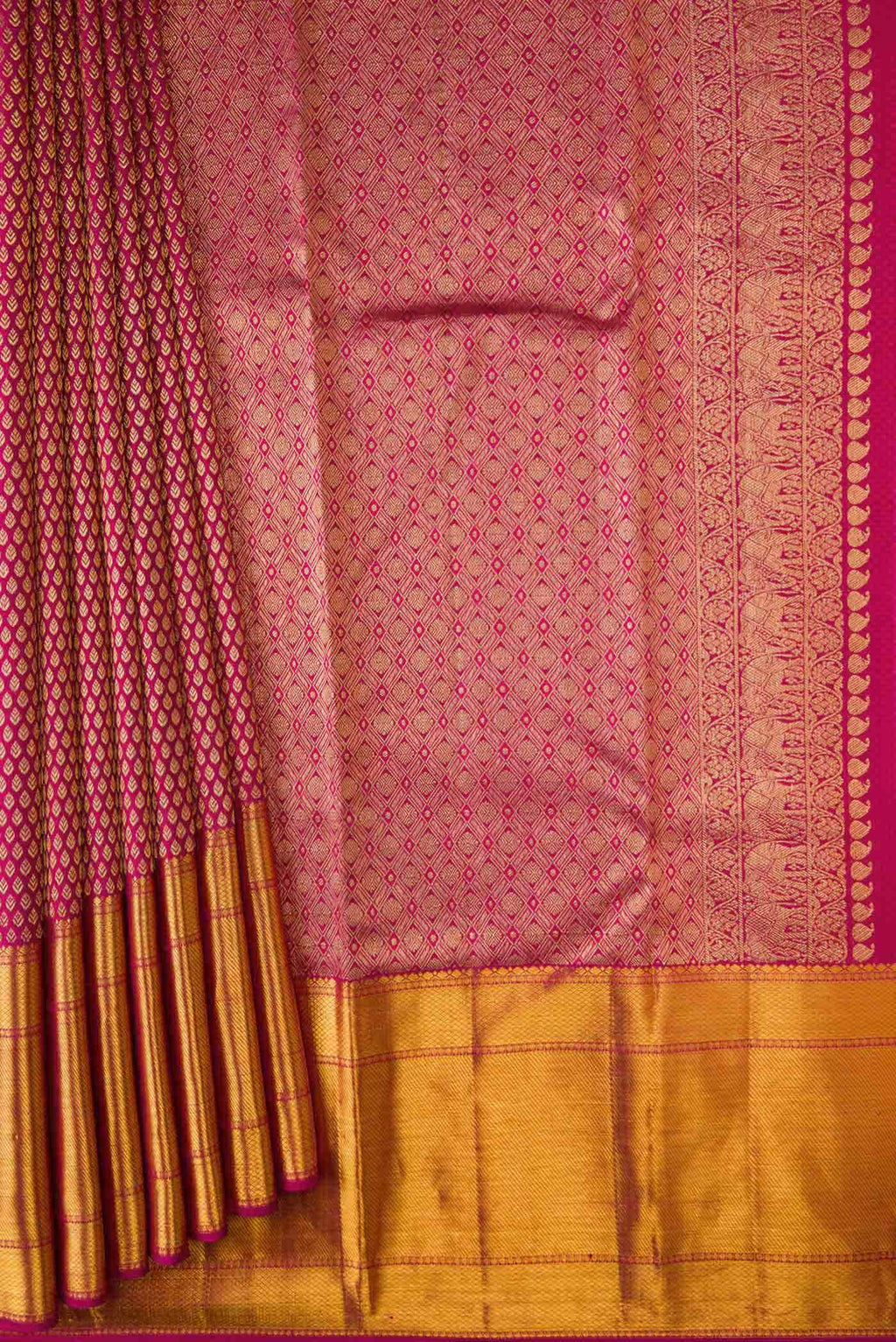 Dark Pink Dual Tone Kanchipuram Silk Saree