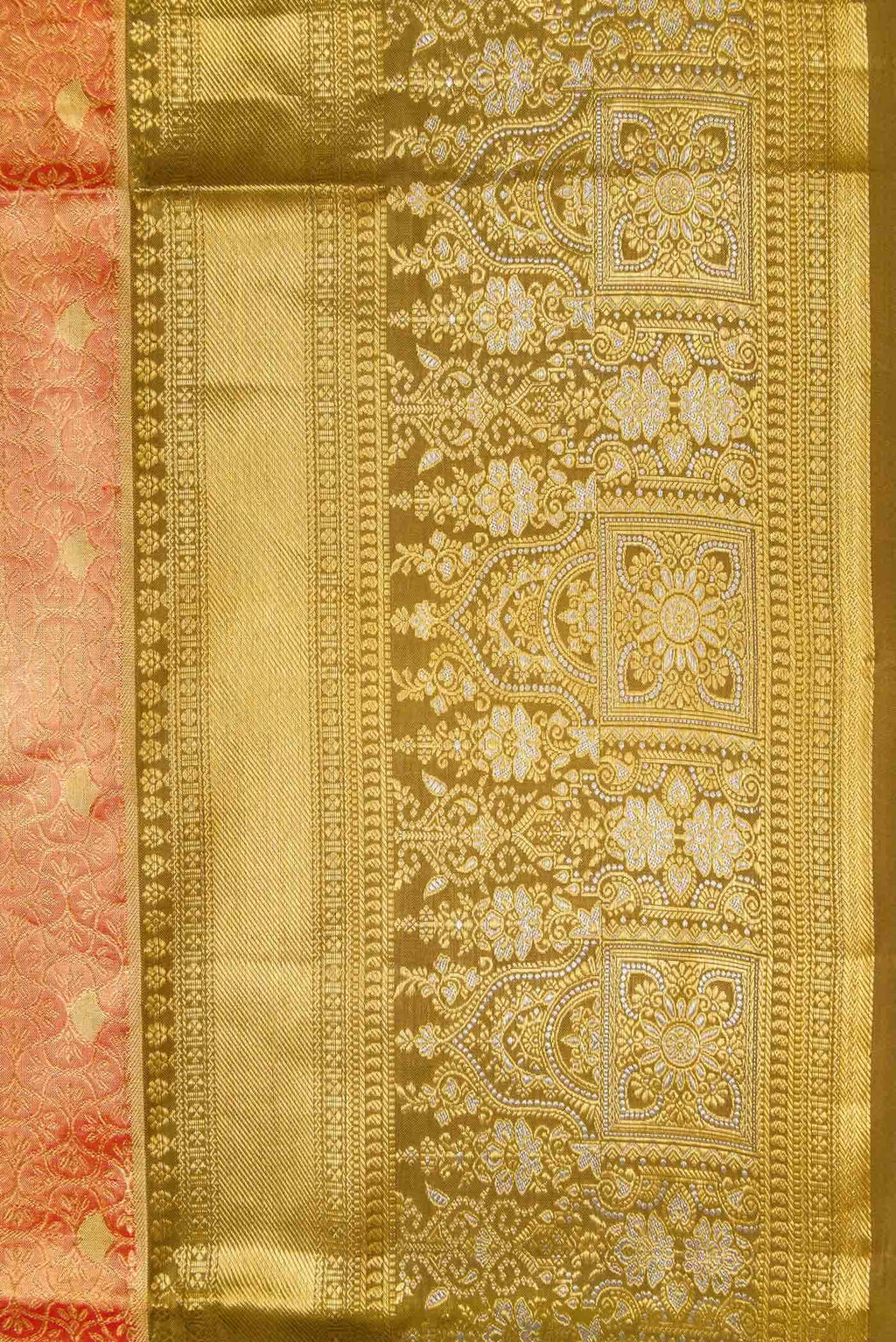 Orange Kanchipuram Tissue Silk Saree