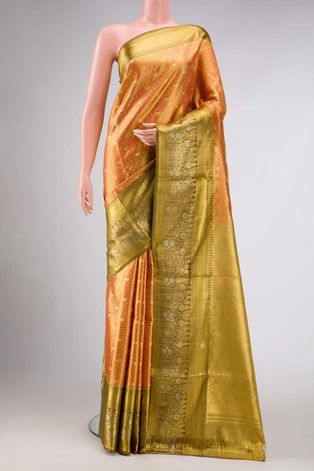 Orange Kanchipuram Tissue Silk Saree