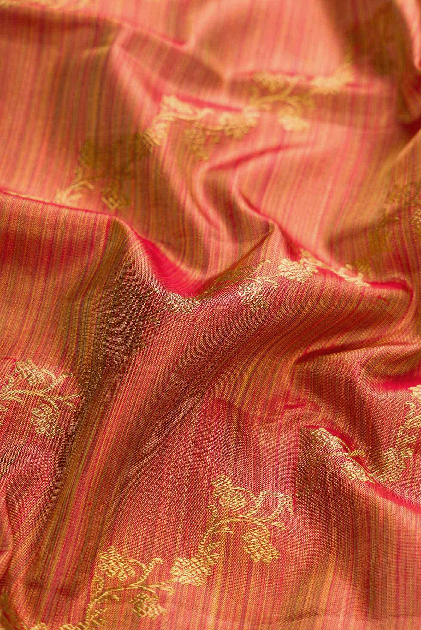Red Dual Tone Kanchipuram Tissue Silk Saree