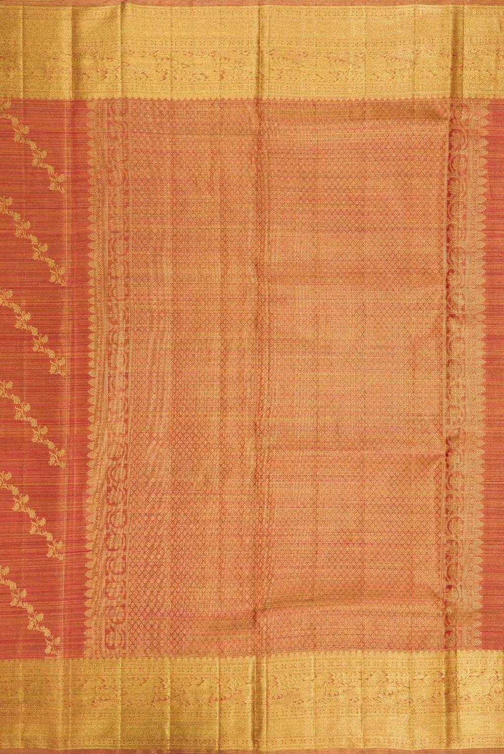Red Dual Tone Kanchipuram Tissue Silk Saree