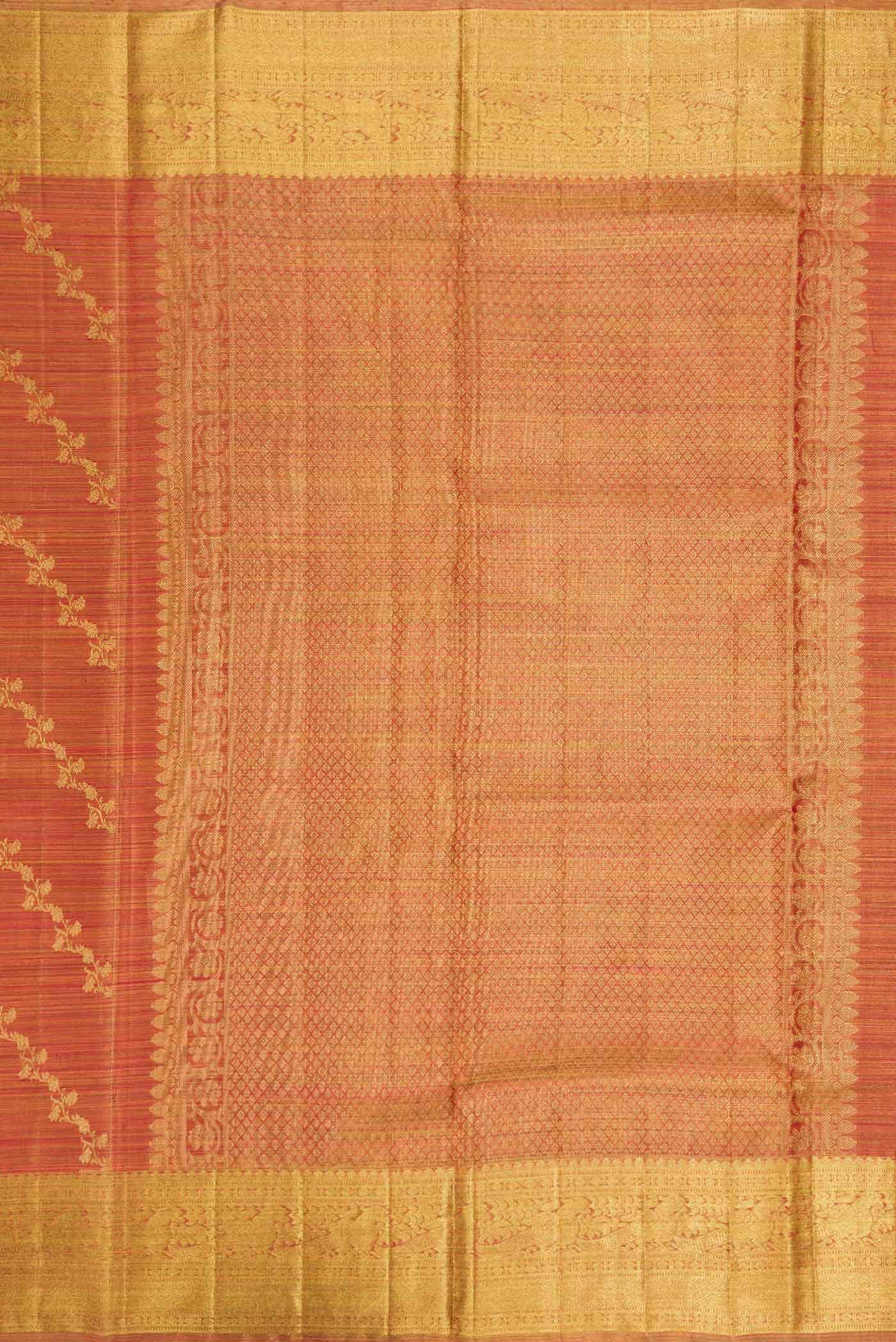 Red Dual Tone Kanchipuram Tissue Silk Saree
