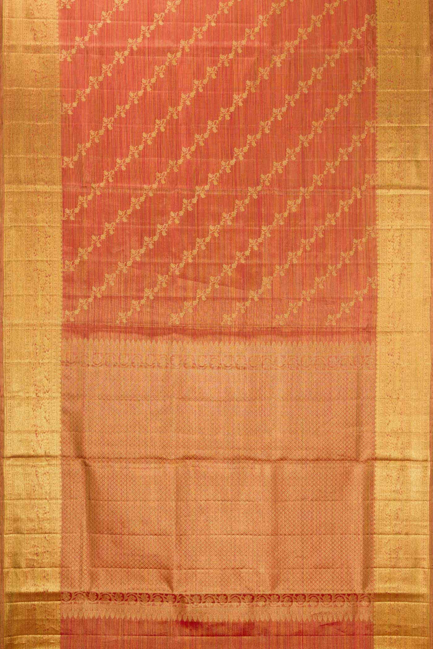 Red Dual Tone Kanchipuram Tissue Silk Saree