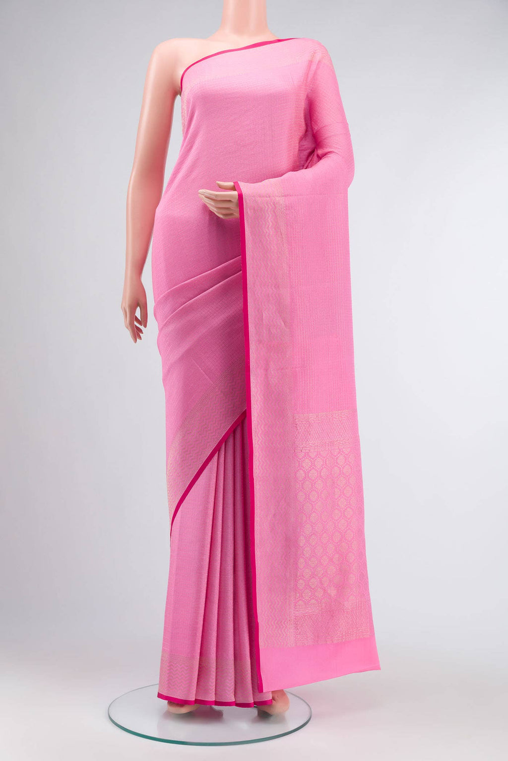 Pink Mysore Crepe Saree