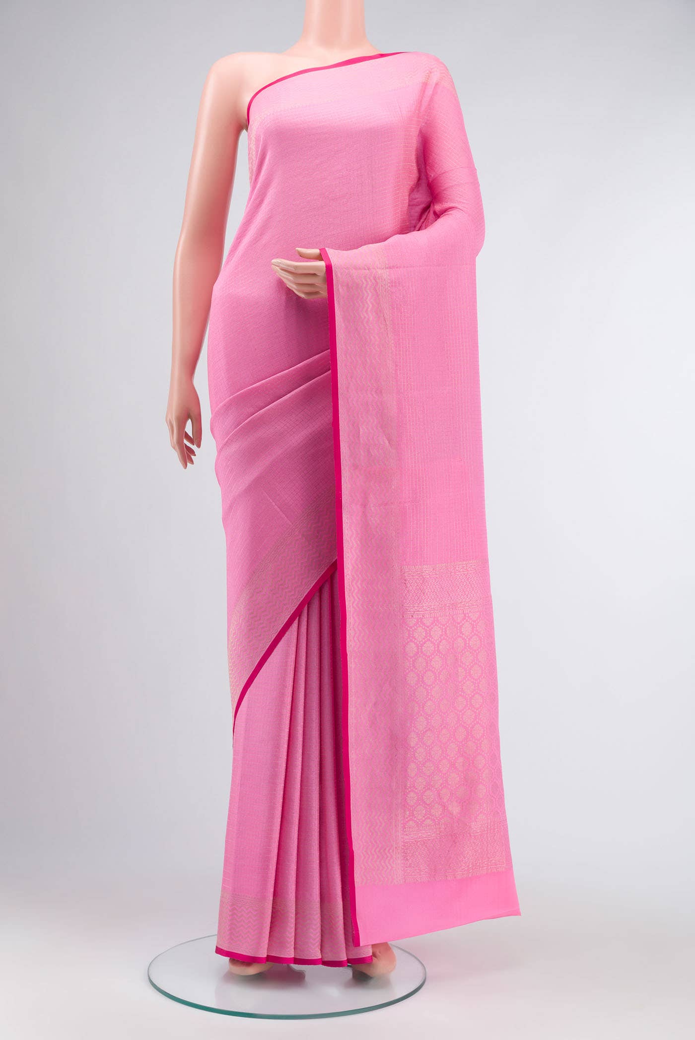 Pink Mysore Crepe Saree