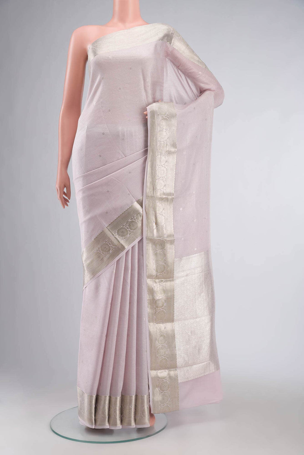 Pink Mysore Crepe Saree