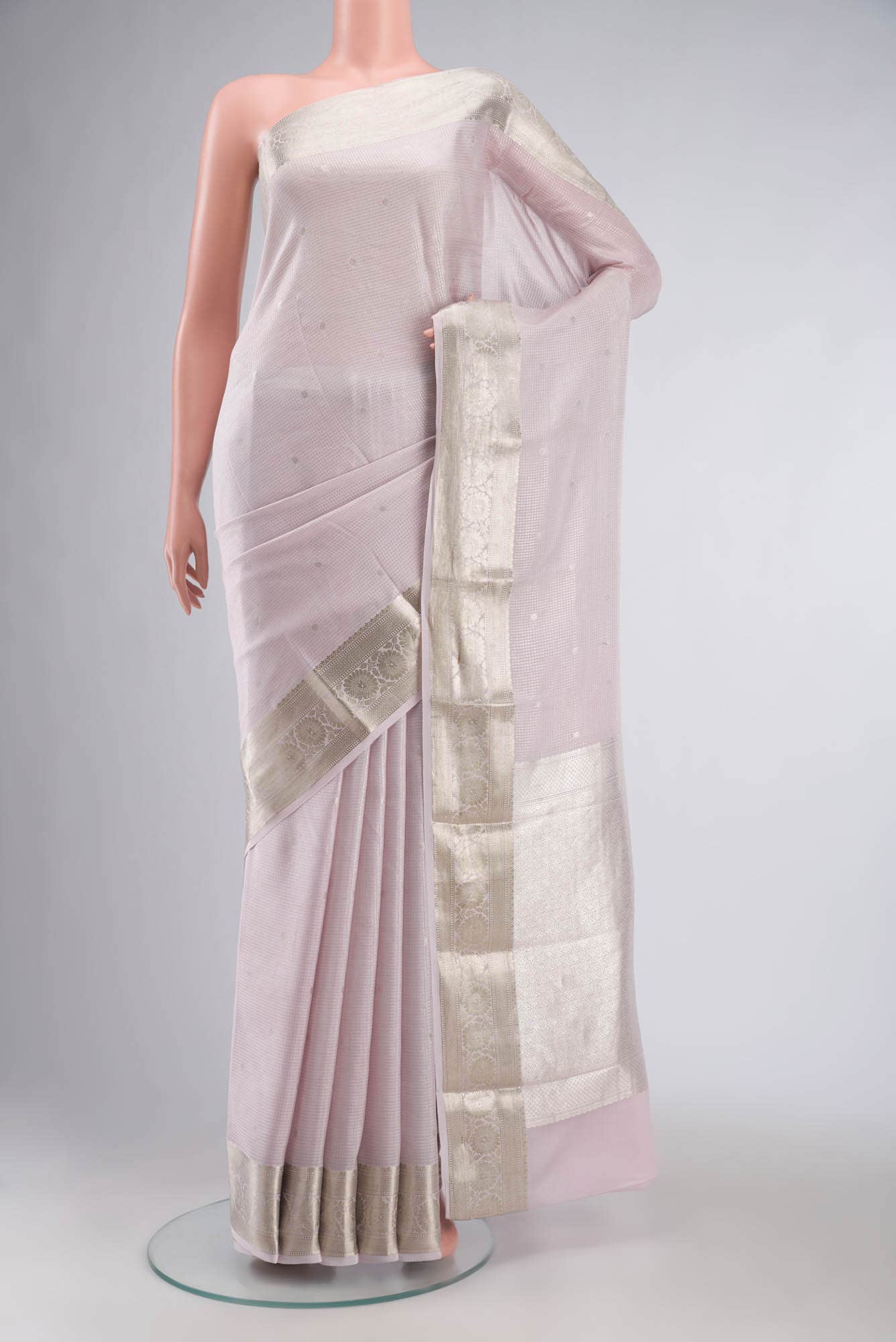 Pink Mysore Crepe Saree