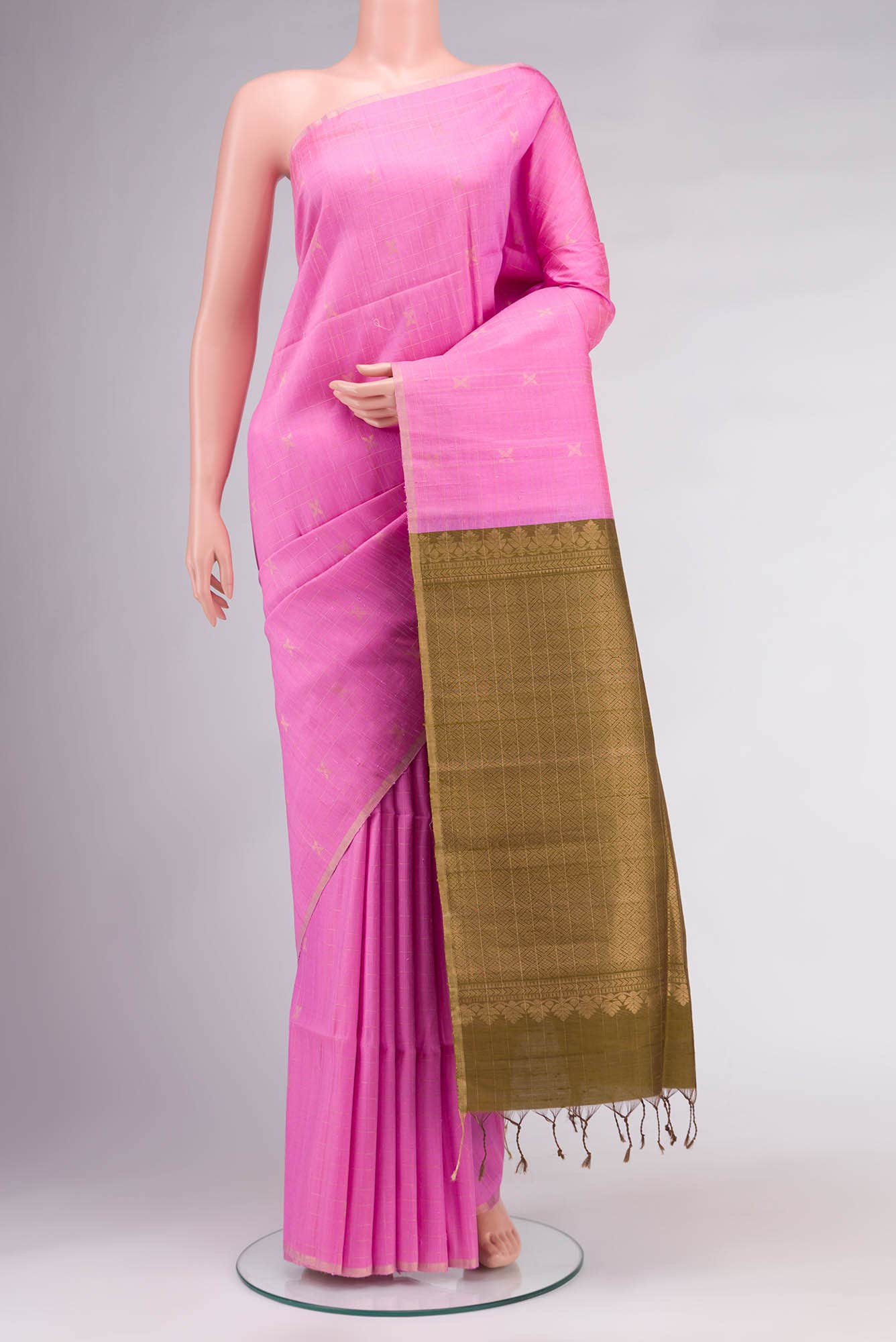 Rose pink Raw Silk Saree