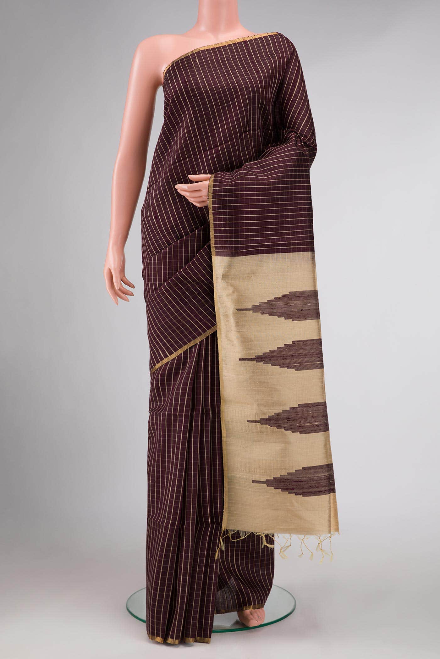 Coffee Brown Raw Silk Saree