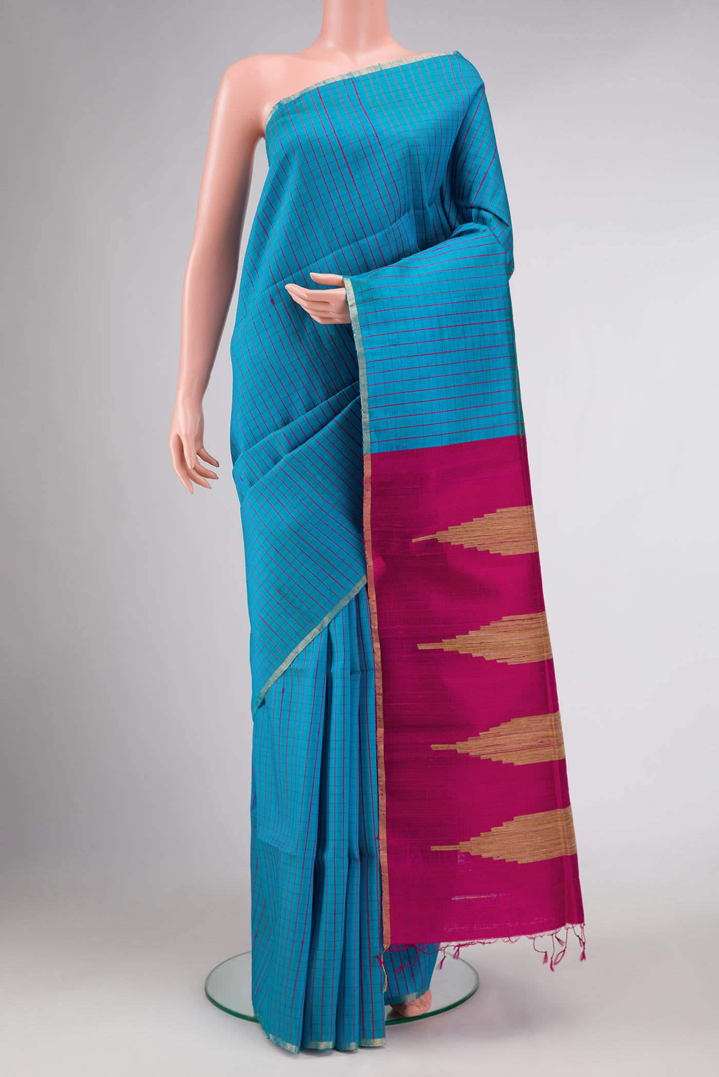 Sky Blue Raw Silk Saree