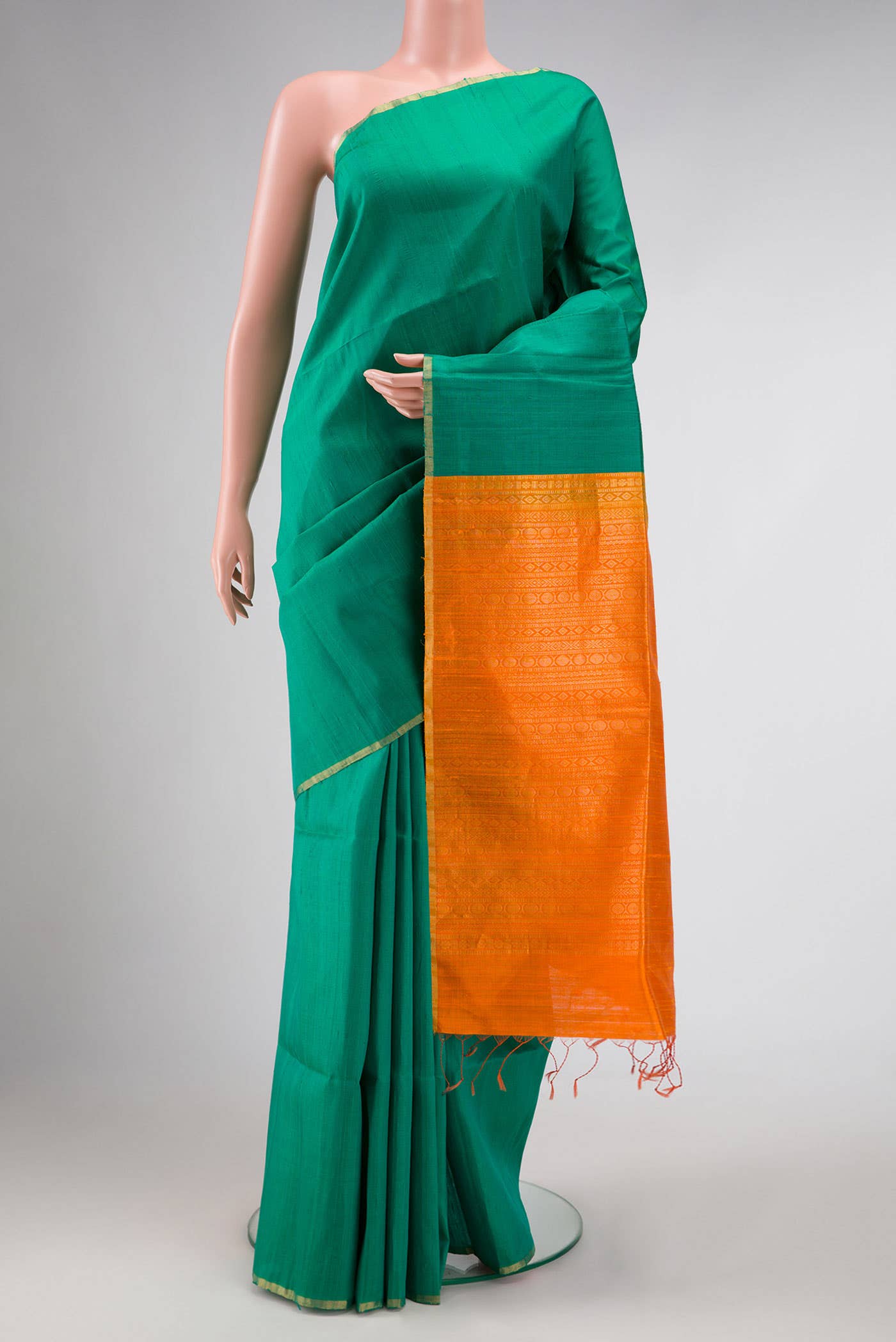 Green Dual Tone Raw Silk Saree
