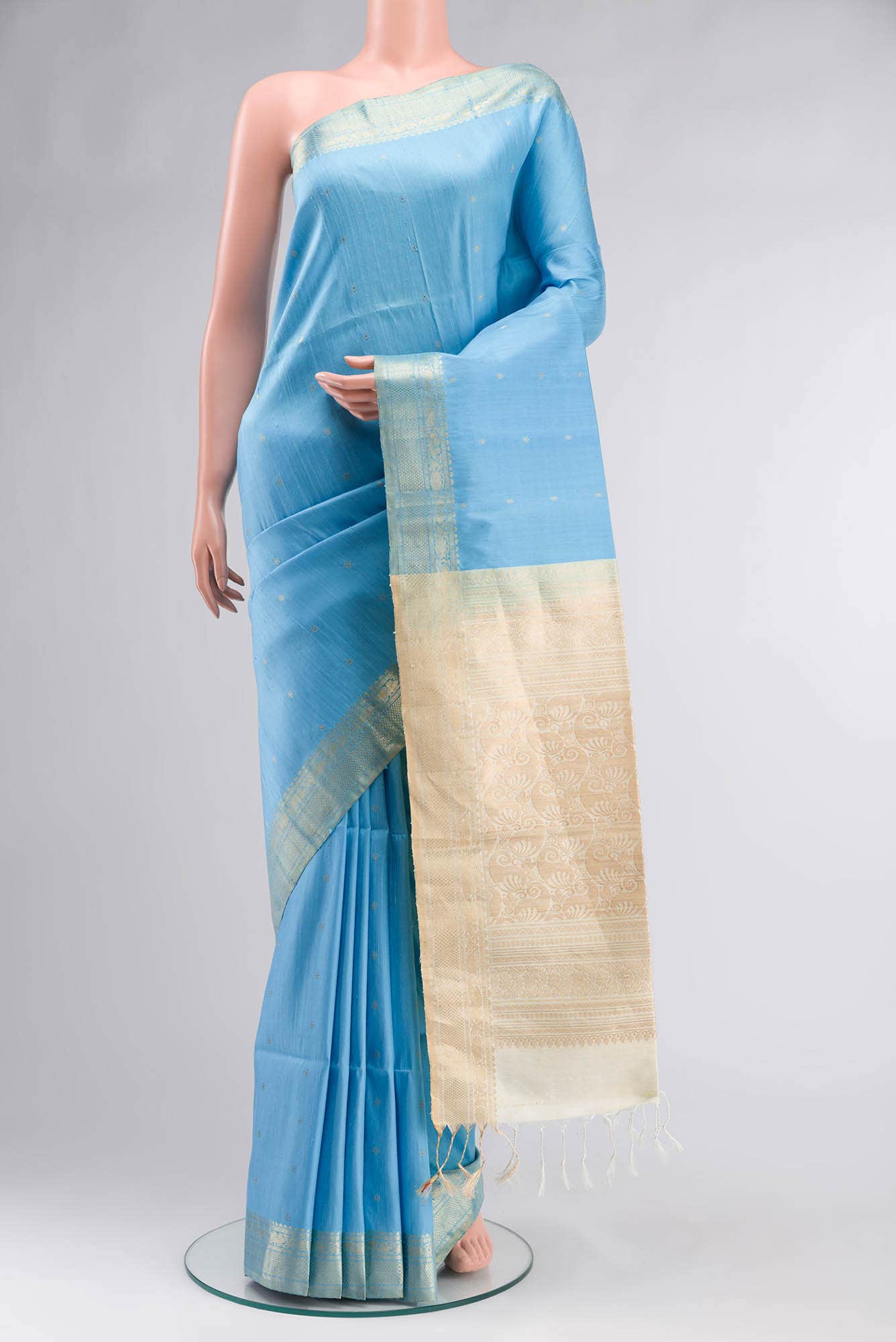 Sky Blue Raw Silk Saree