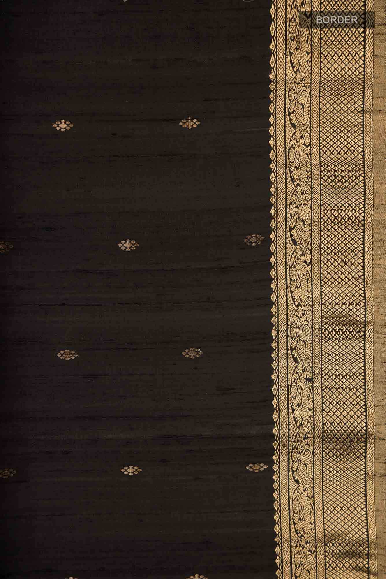 Black Raw Silk Saree
