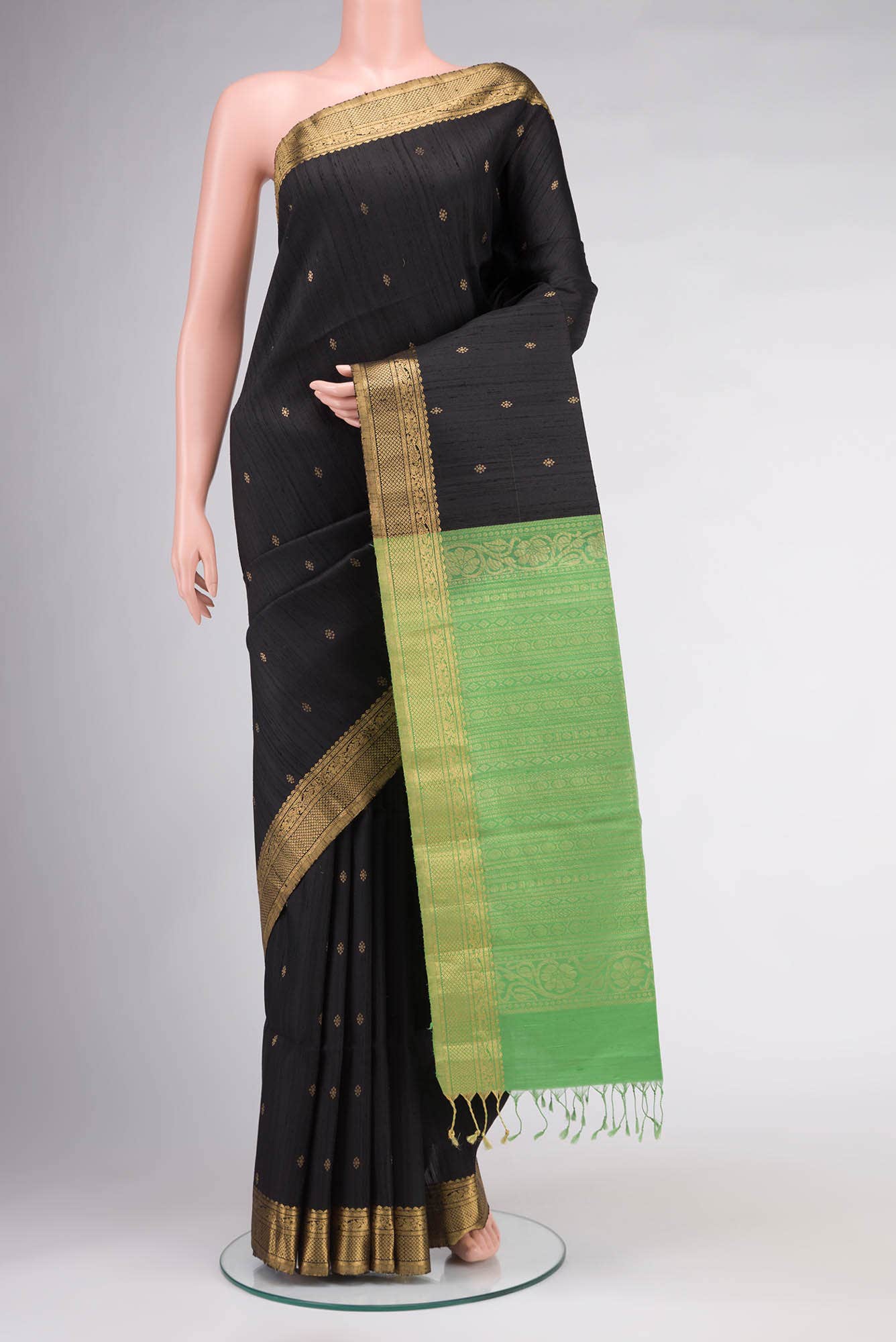 Black Raw Silk Saree