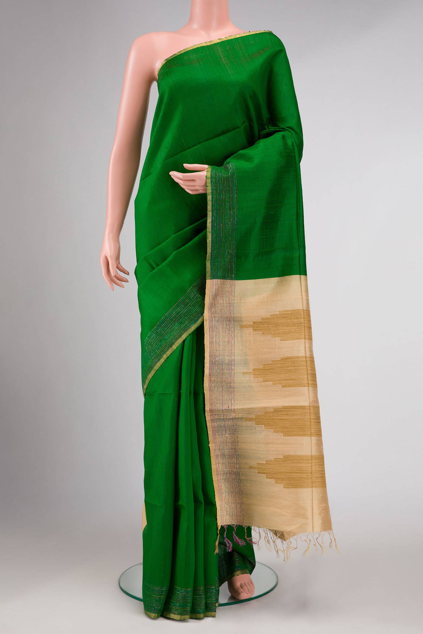 Green Dual Tone Raw Silk Saree