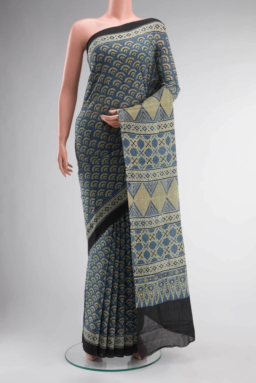 Blue Kalamkari Cotton Saree