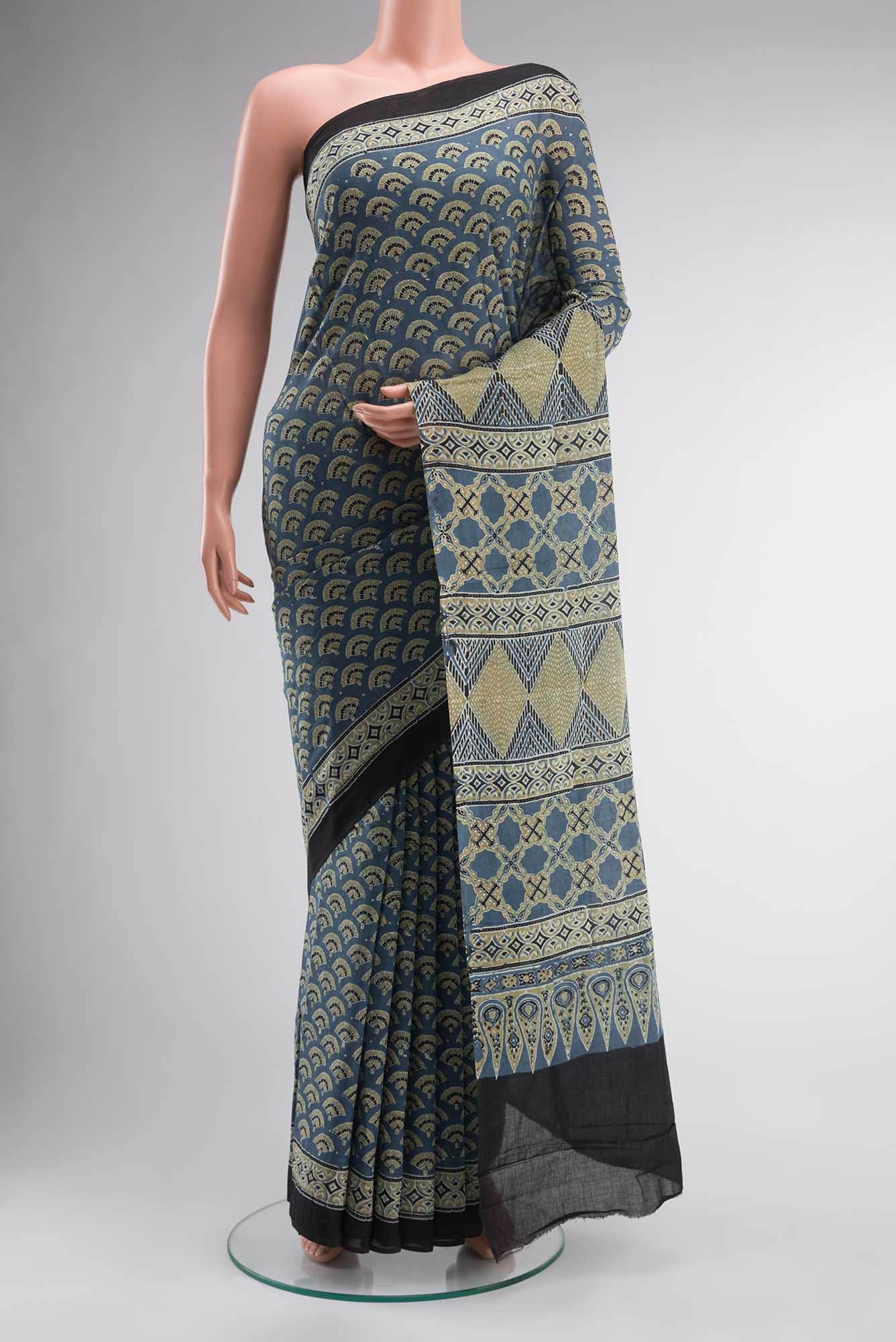 Blue Kalamkari Cotton Saree