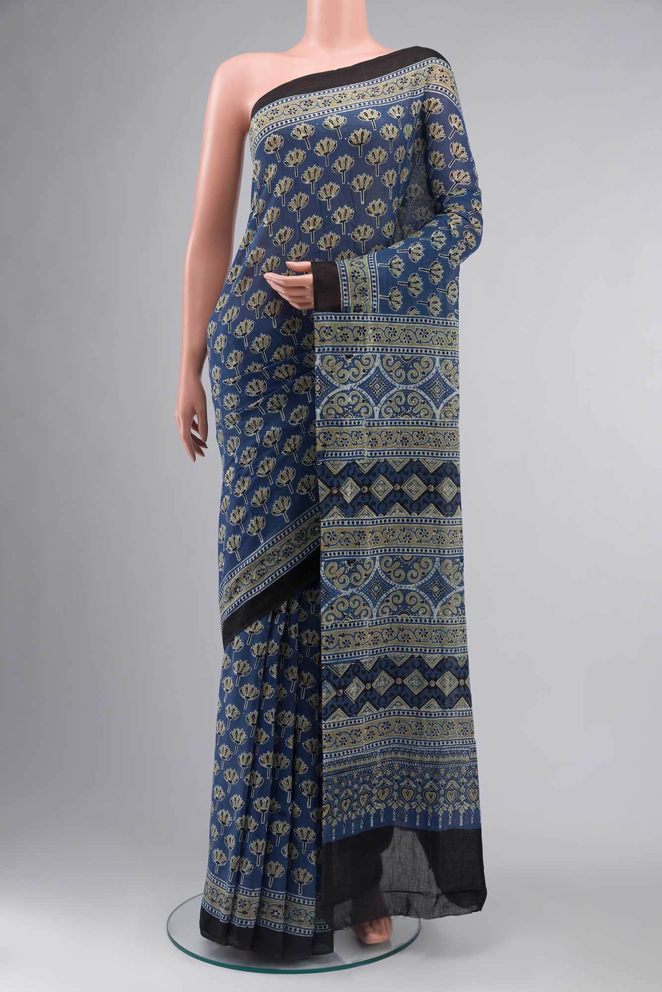 Blue Kalamkari Cotton Saree