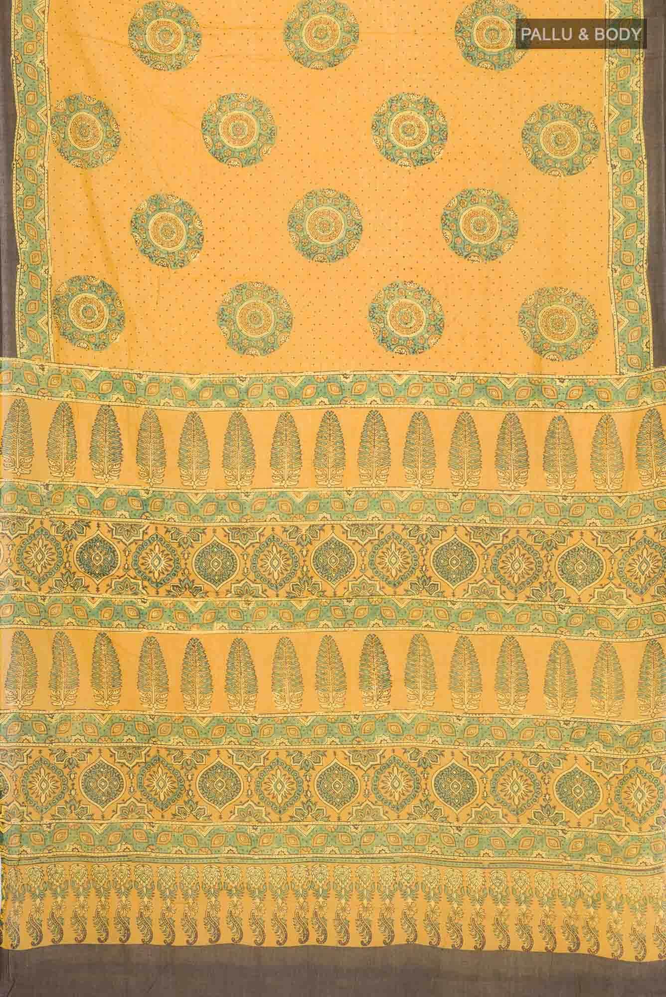 Mustard Chanderi Silk Cotton Saree