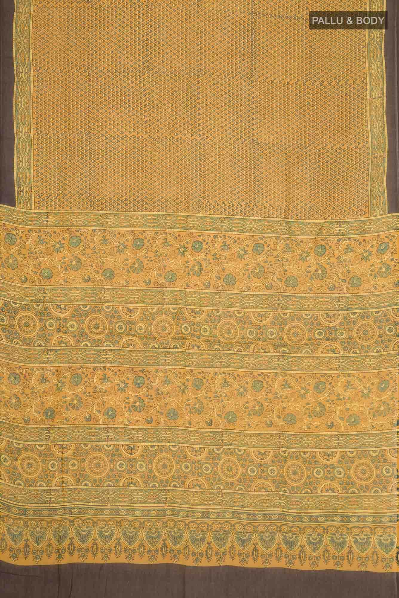 Mustard Chanderi Silk Cotton Saree