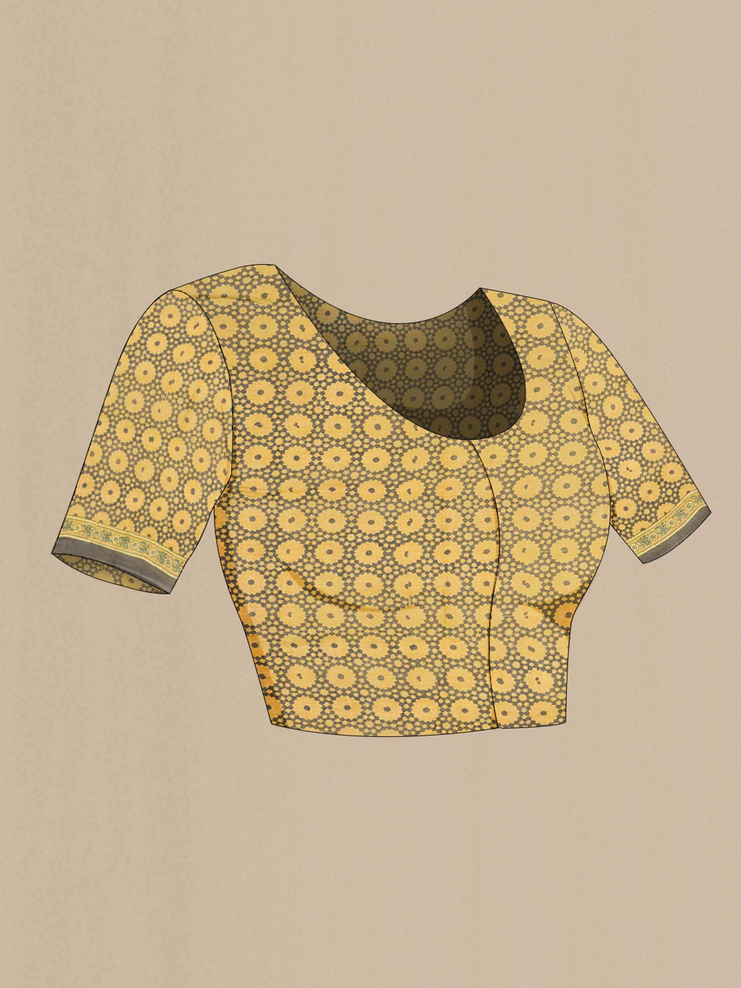Mustard Kalamkari Cotton Saree