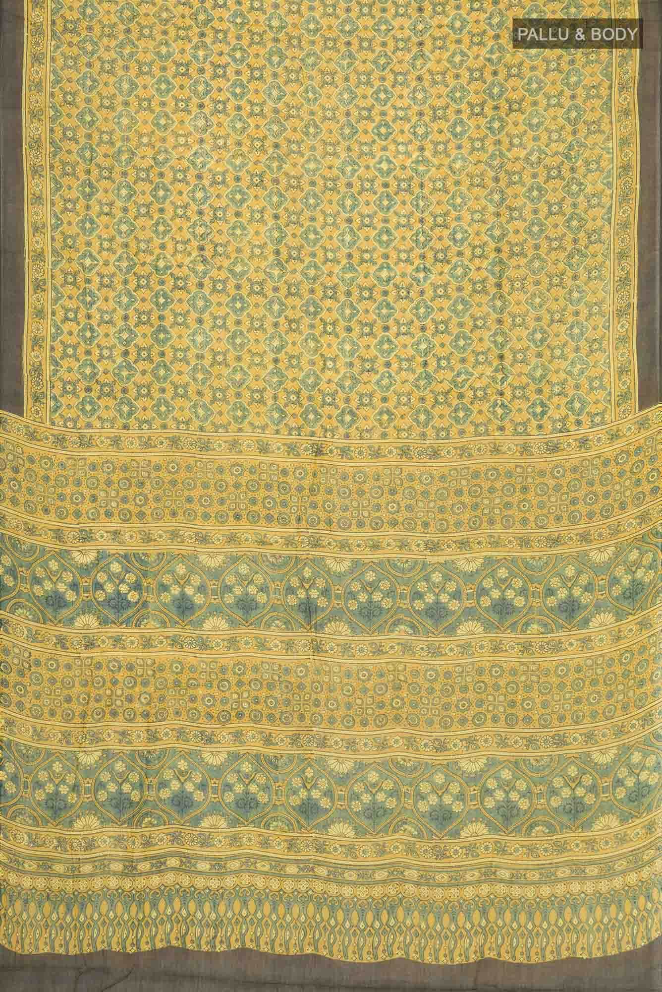 Mustard Kalamkari Cotton Saree