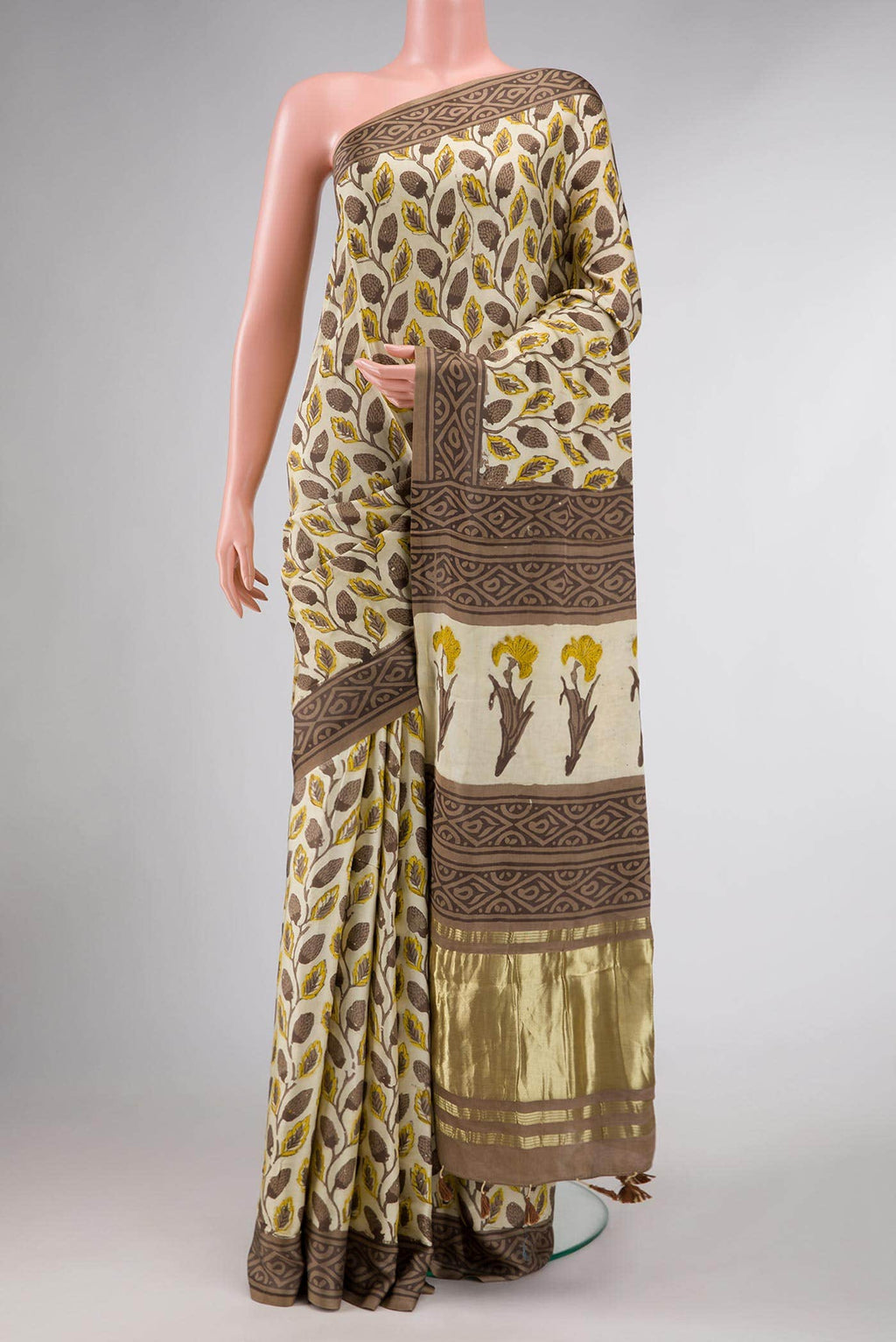 Sandal Dual Tone Satin Silk Saree
