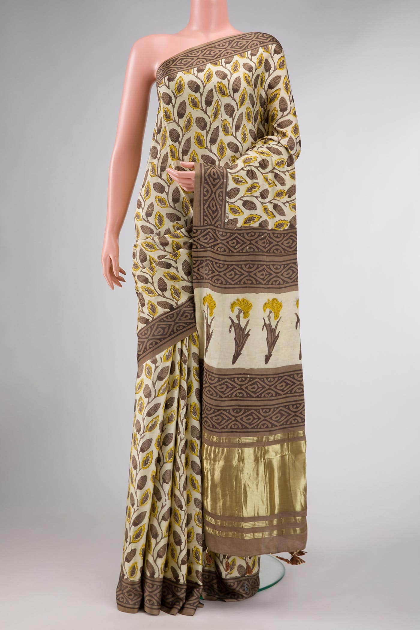 Sandal Dual Tone Satin Silk Saree