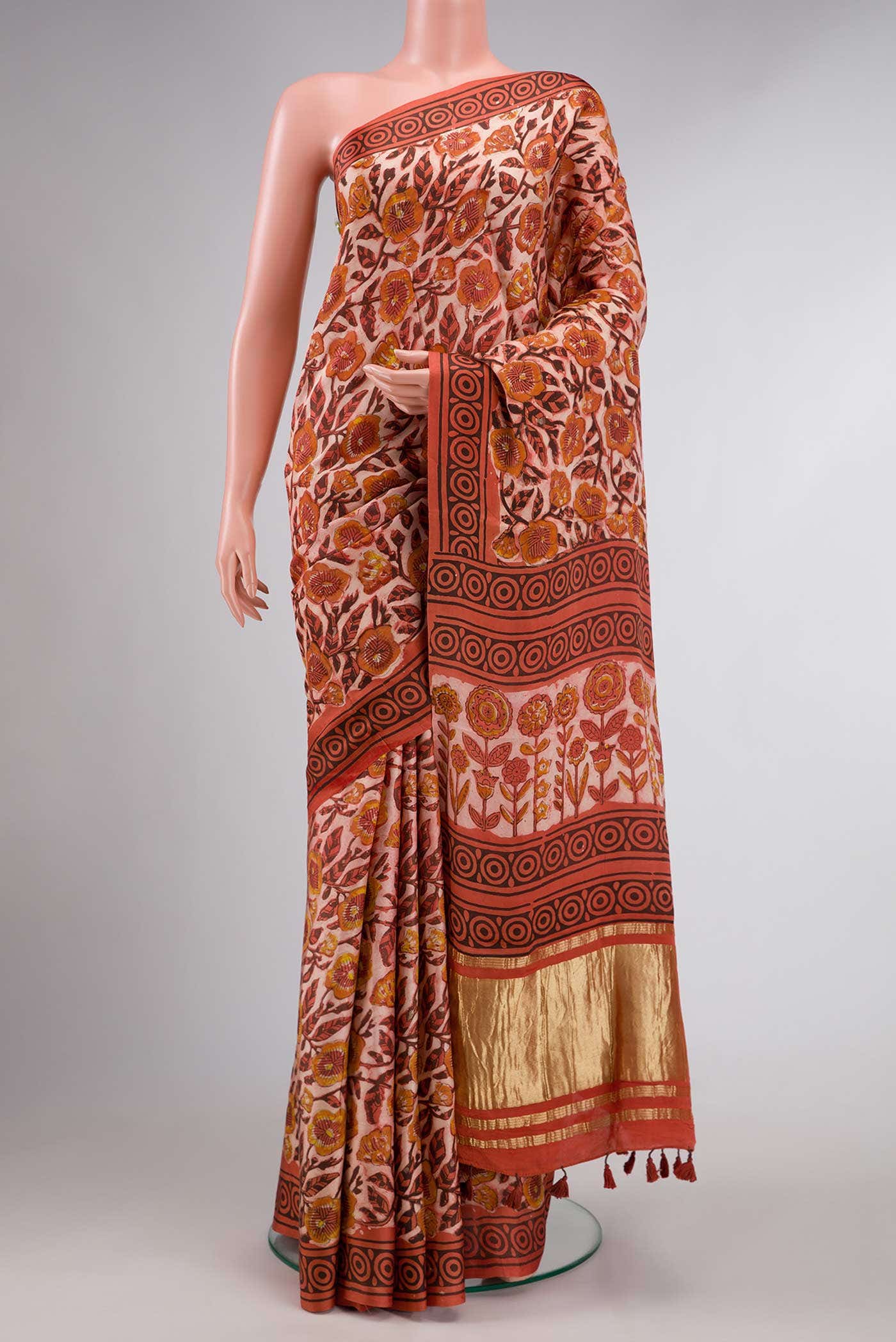 Rose Gold Dual Tone Satin Silk Saree