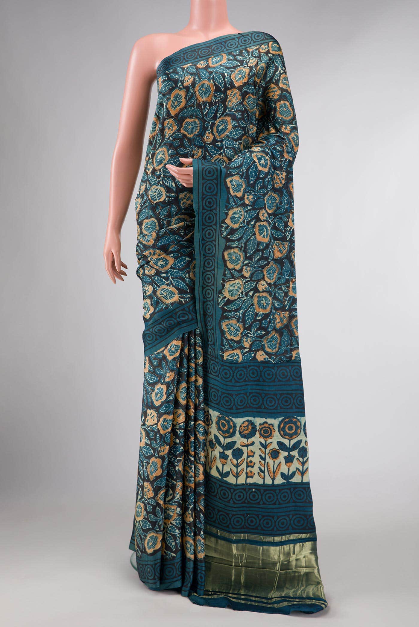 Blue Dual Tone Satin Silk Saree