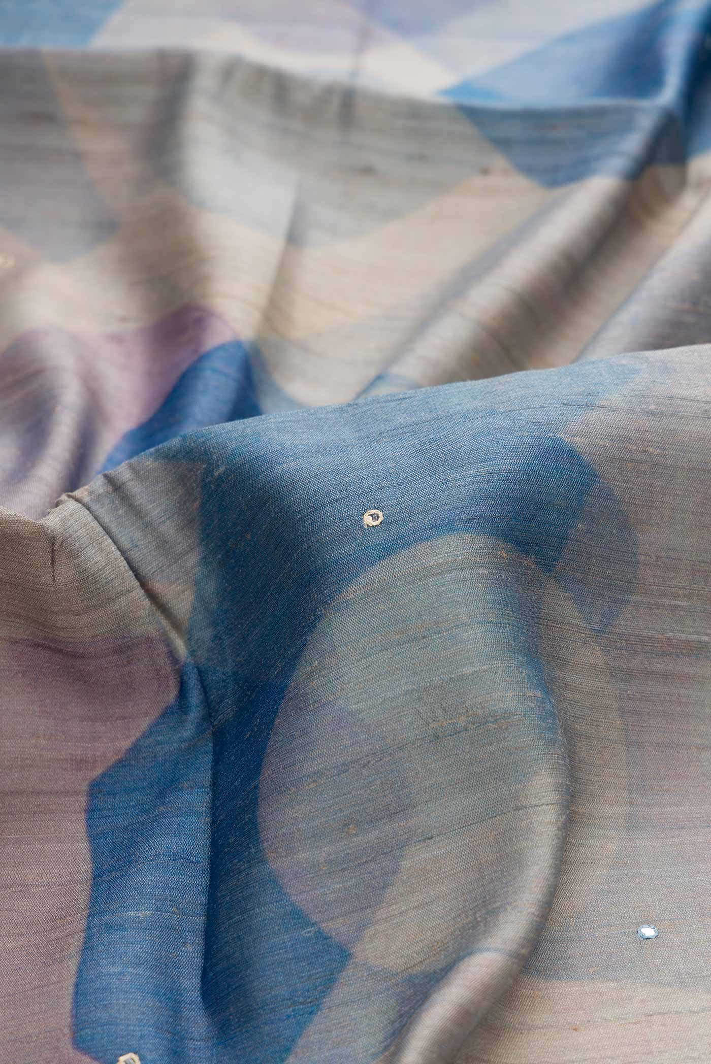 Blue Dual Tone Tussar Silk Saree