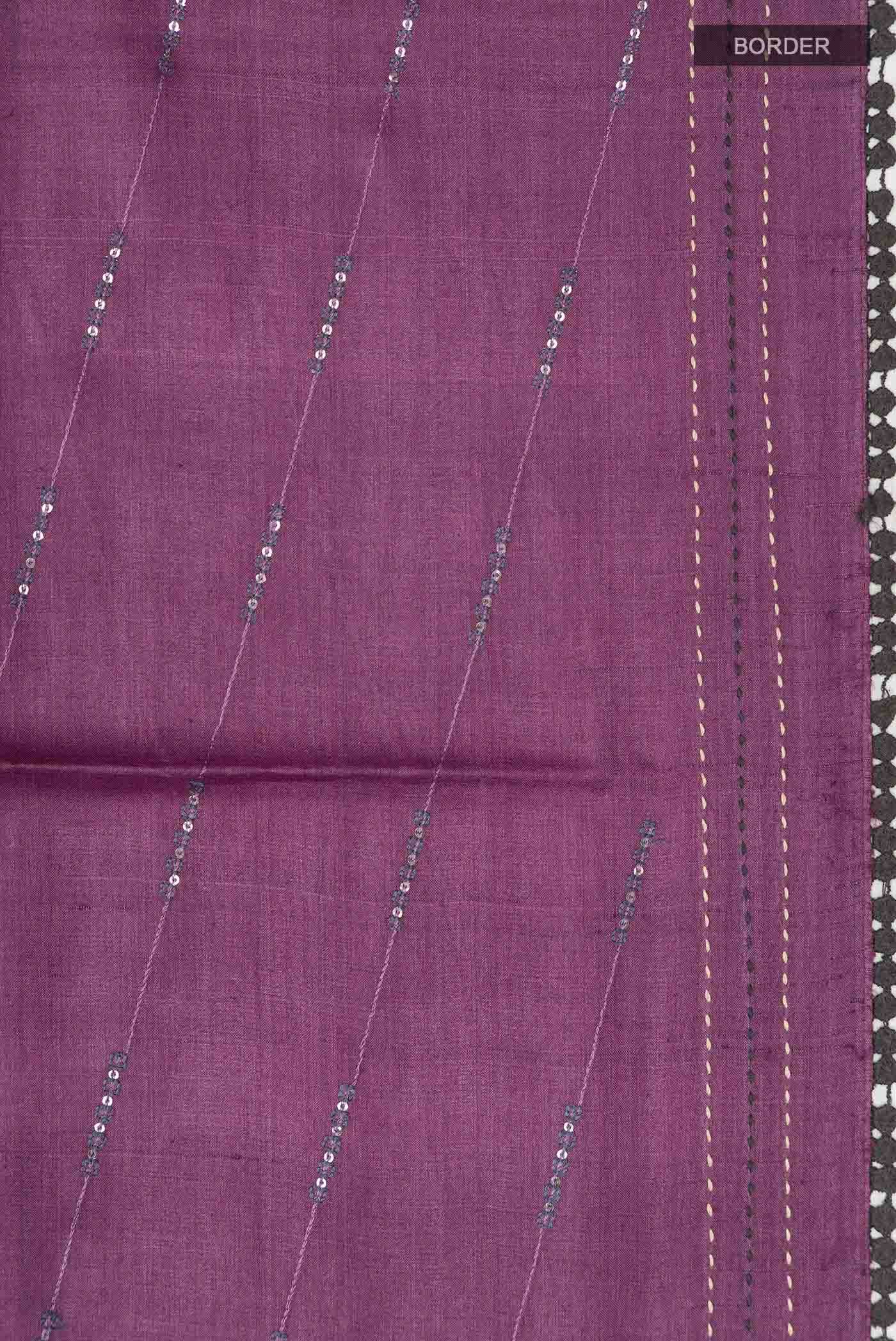 Dark Mauve Bhagalpuri Tussar Silk Saree