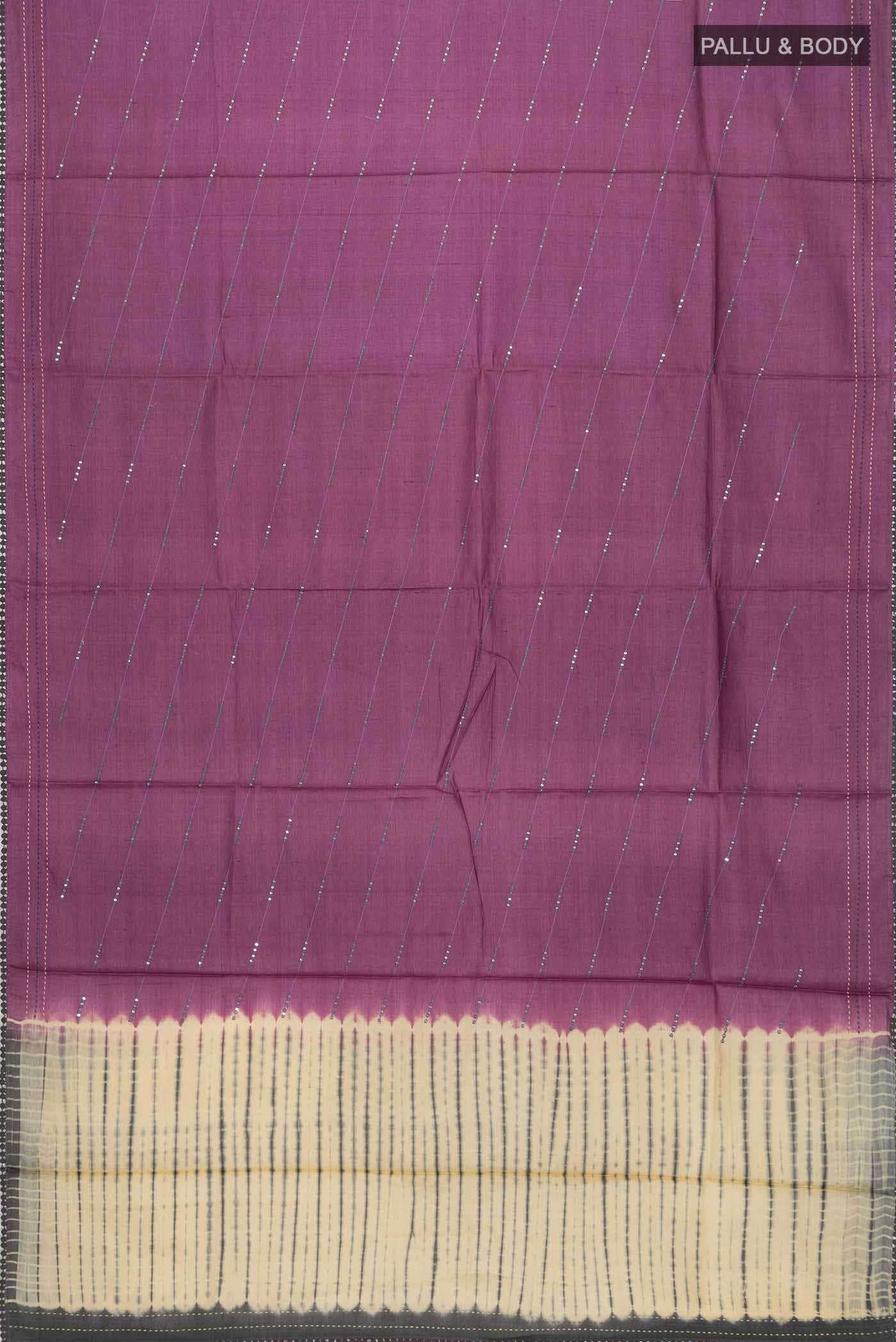 Dark Mauve Bhagalpuri Tussar Silk Saree
