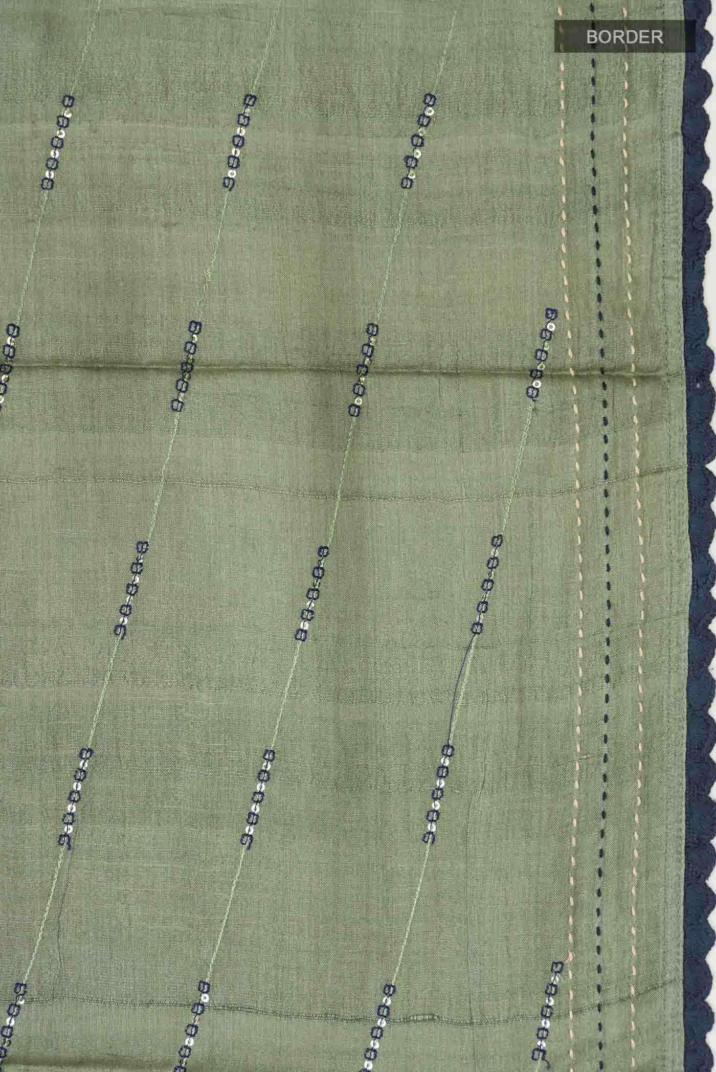 Green Tussar Silk Saree