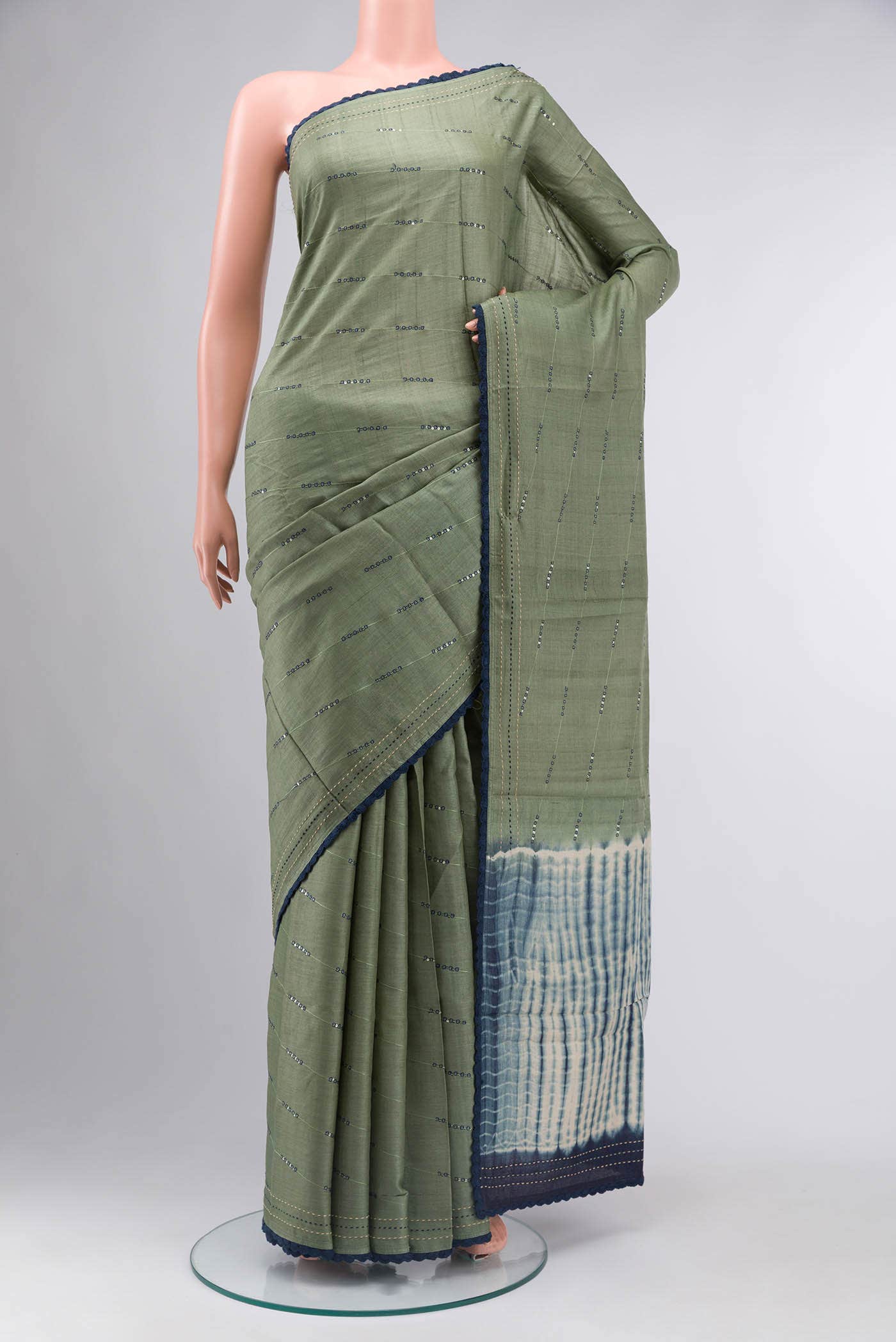 Green Tussar Silk Saree