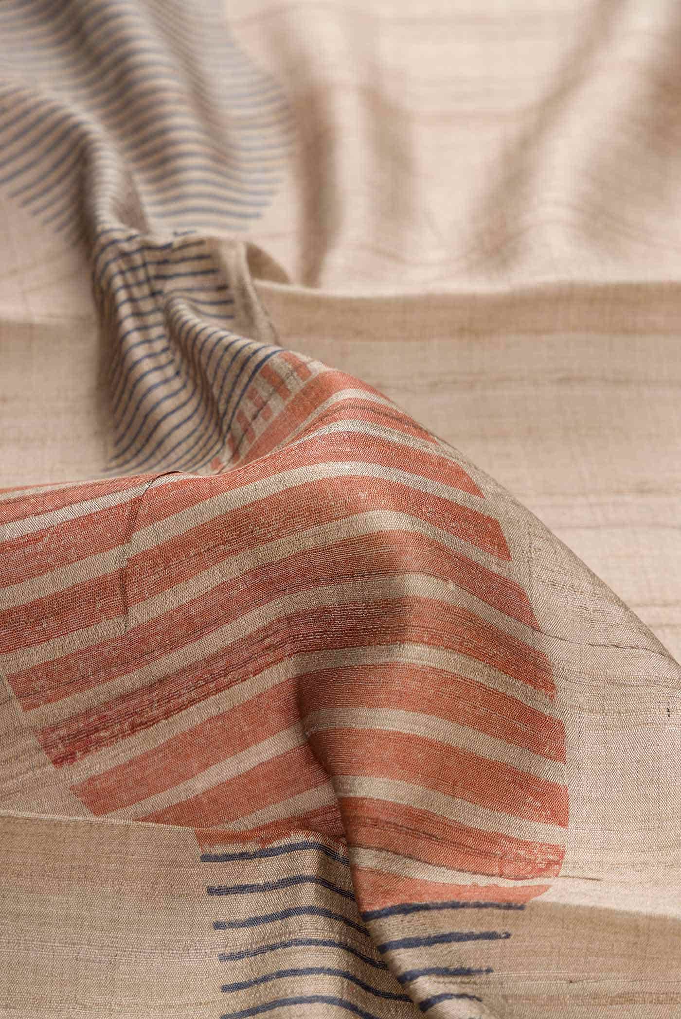 Beige Dual Tone Tussar Silk Saree