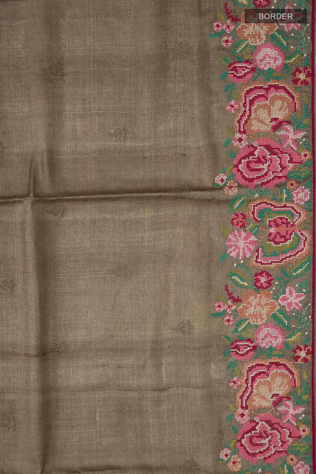 Brown Tussar Silk Saree