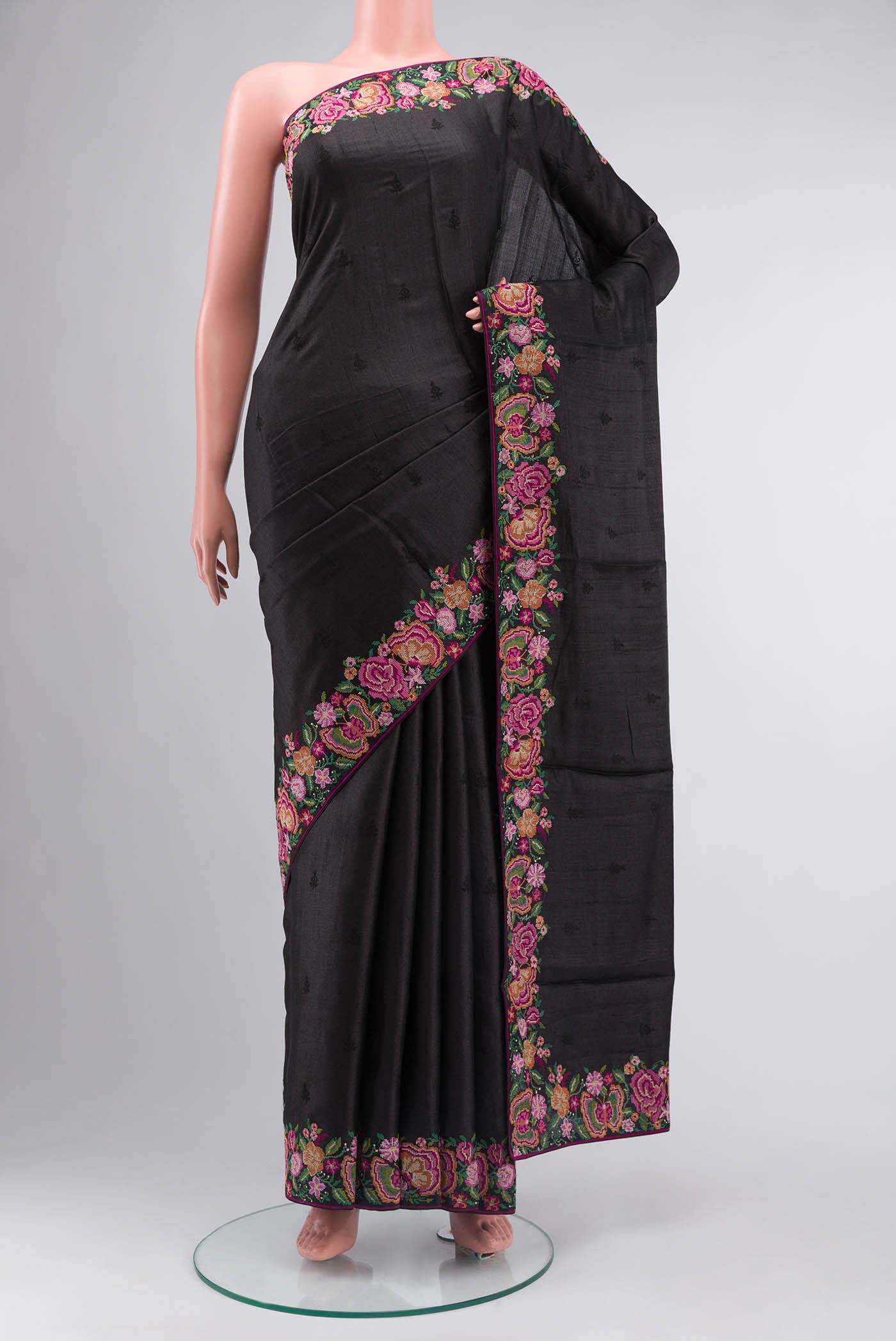 Black Tussar Silk Saree