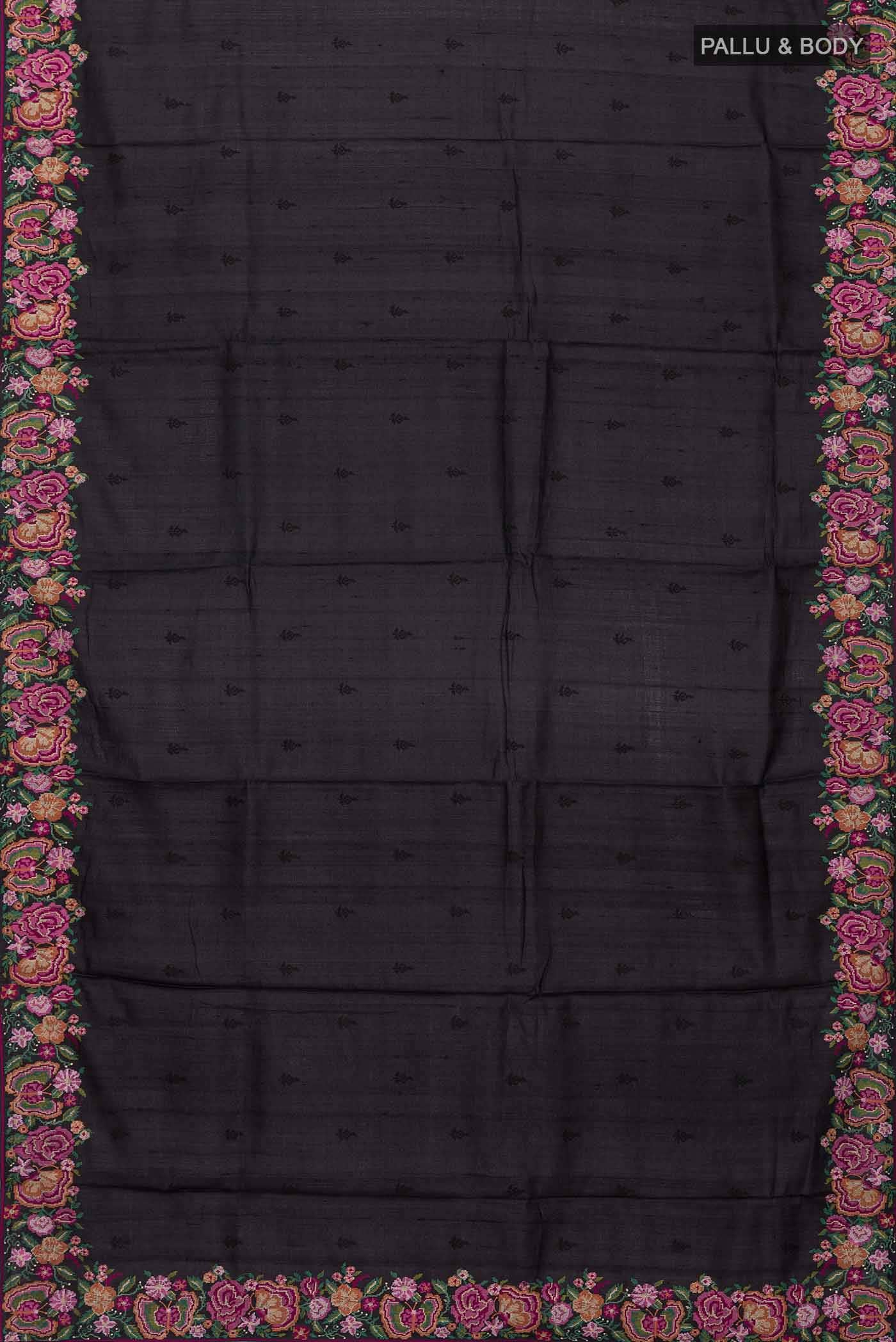 Black Tussar Silk Saree