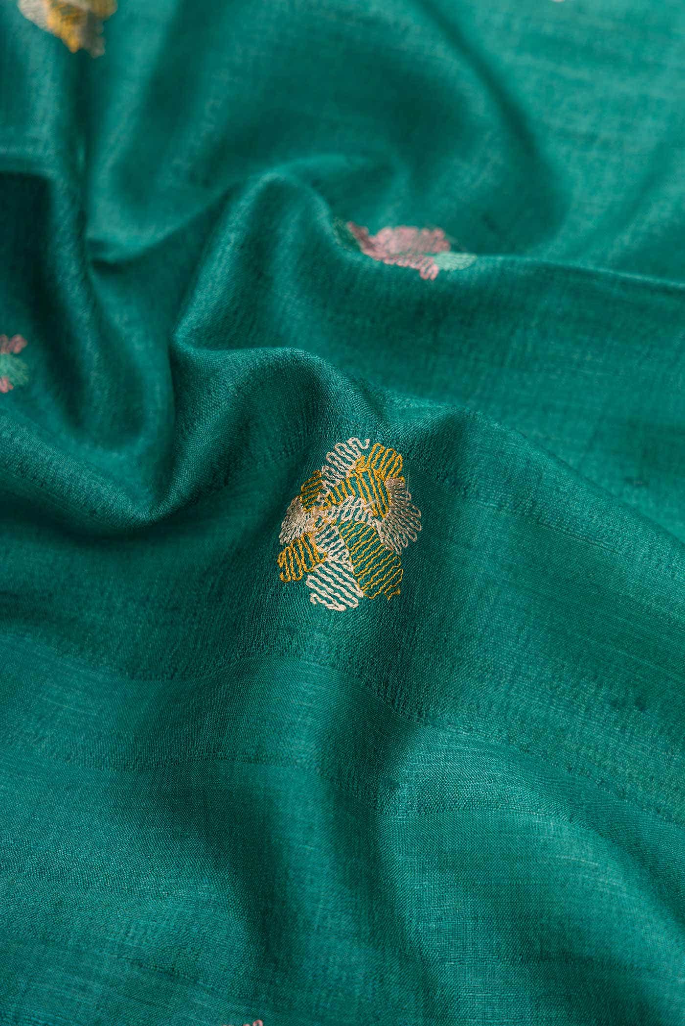 Green Dual Tone Tussar Silk Saree