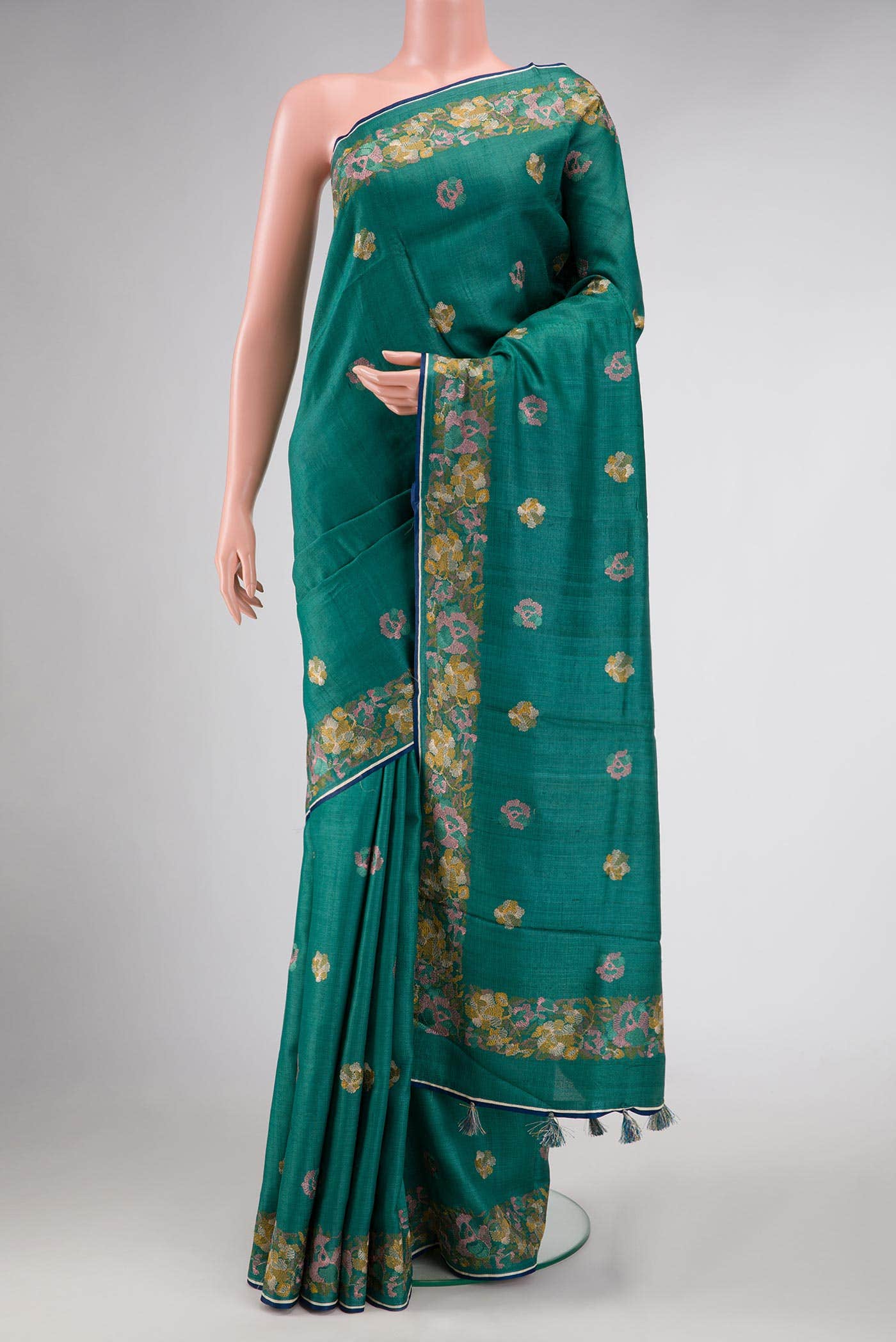 Green Dual Tone Tussar Silk Saree