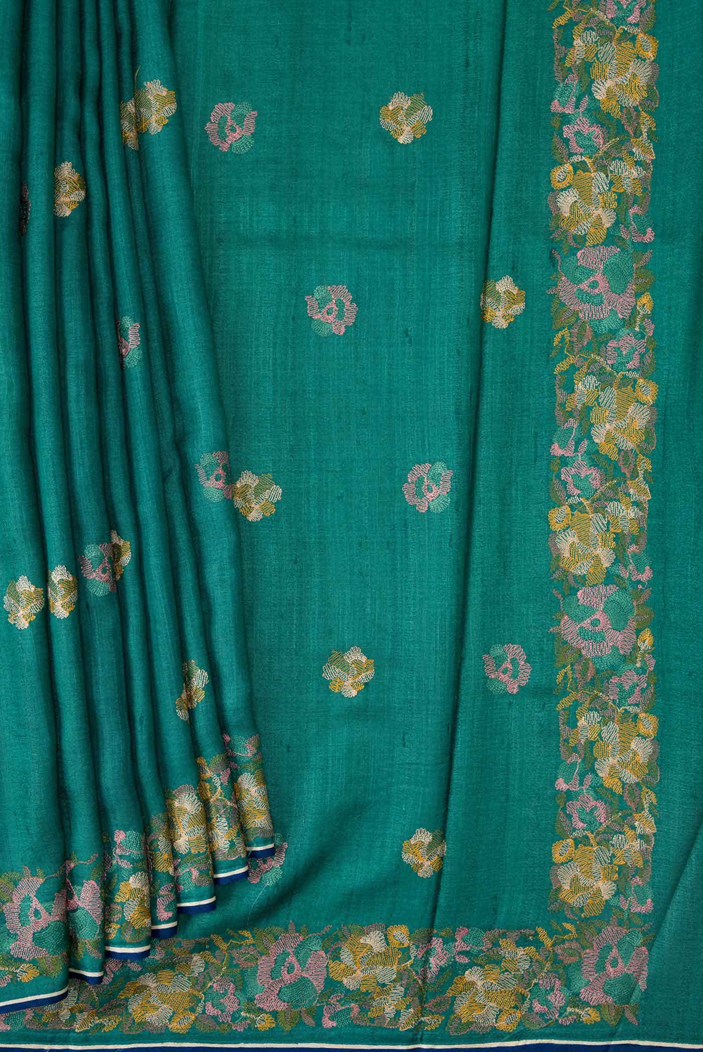 Green Dual Tone Tussar Silk Saree