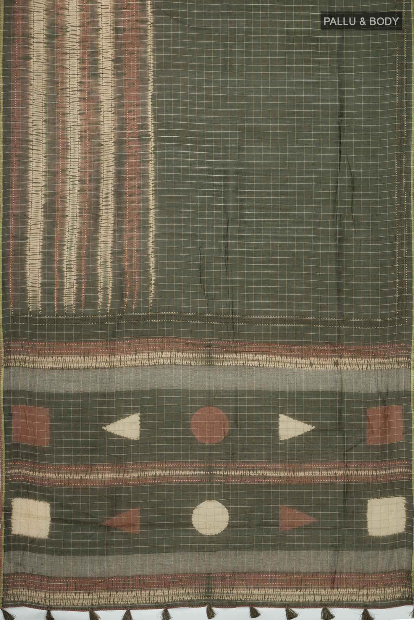 Green Bhagalpuri Tussar Silk Saree