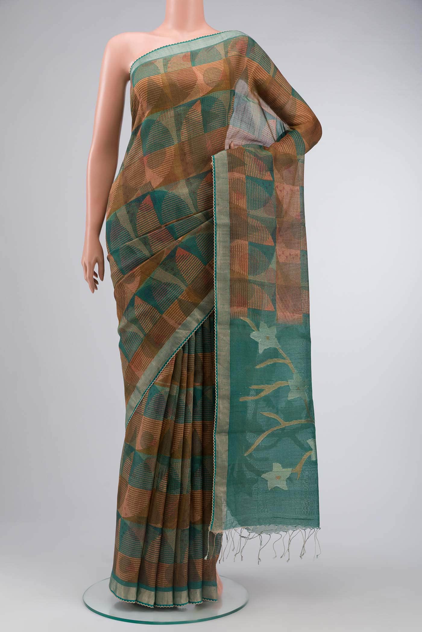 Green Tussar Silk Saree