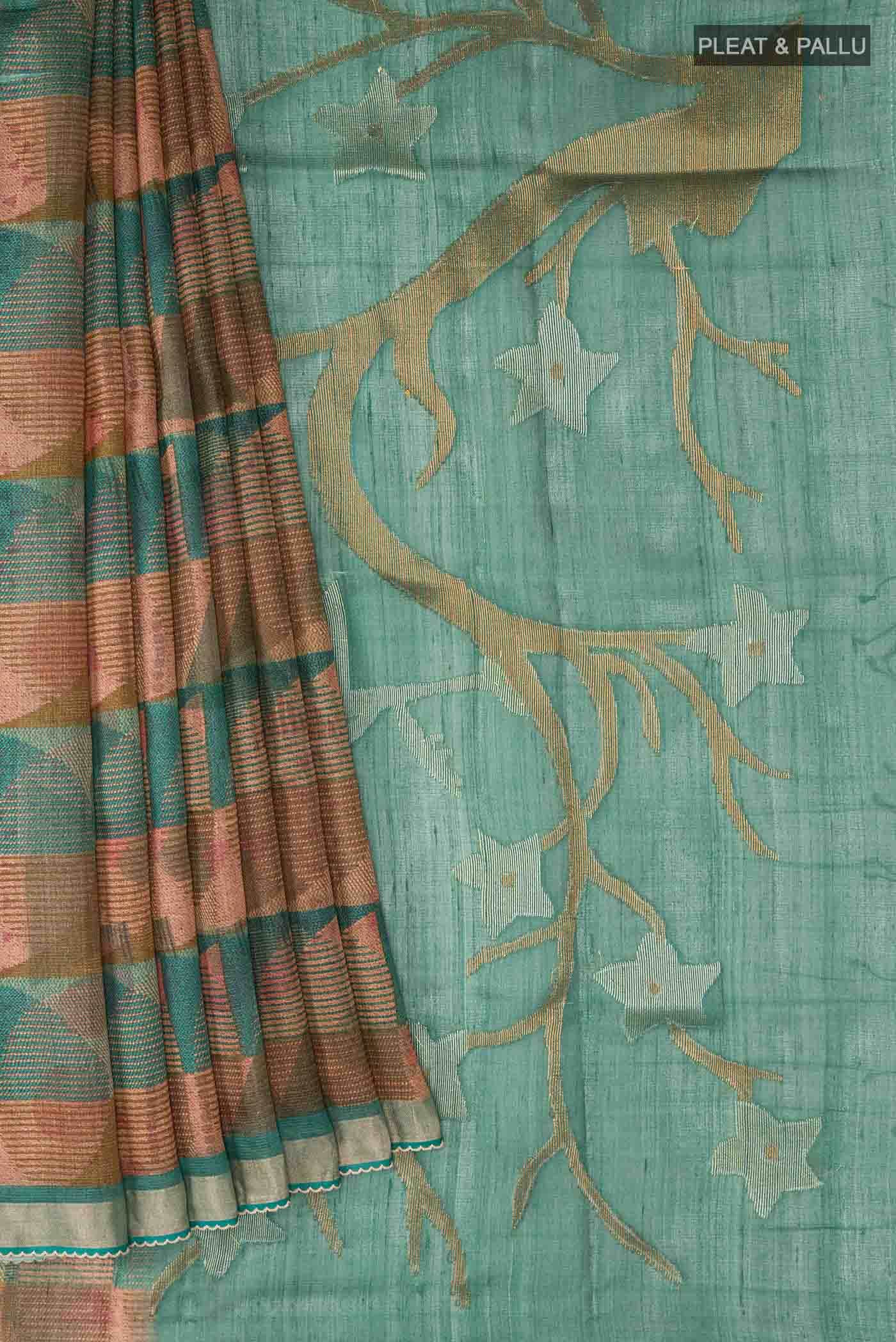 Green Tussar Silk Saree