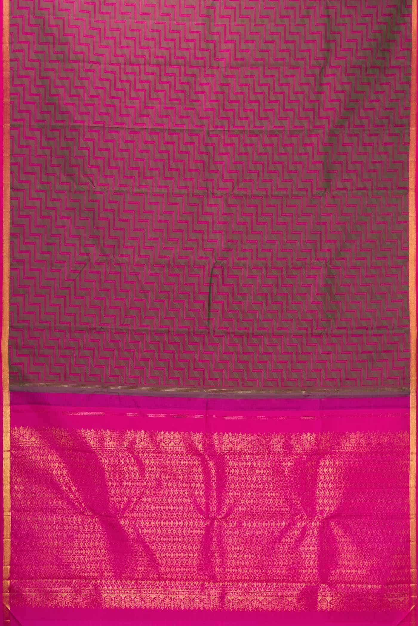 Pure Silk Pure Zari Green Dual Tone Kanchipuram Saree