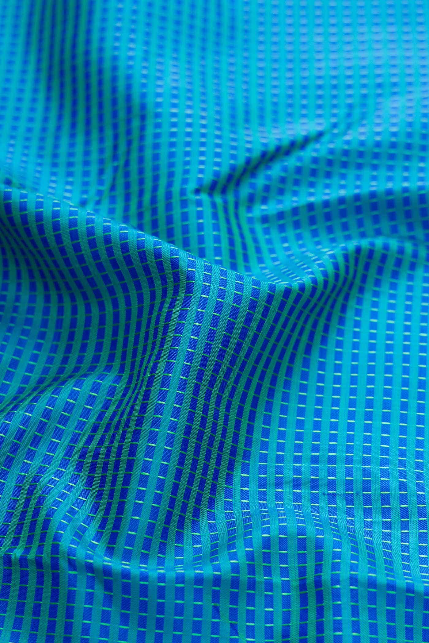 Pure Silk Pure Zari Blue and Sky Blue Dual Tone Kanchipuram Saree