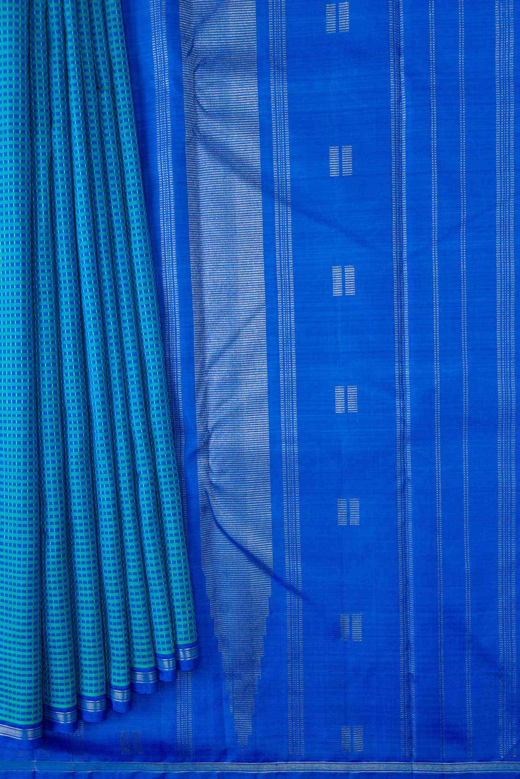 Pure Silk Pure Zari Blue and Sky Blue Dual Tone Kanchipuram Saree