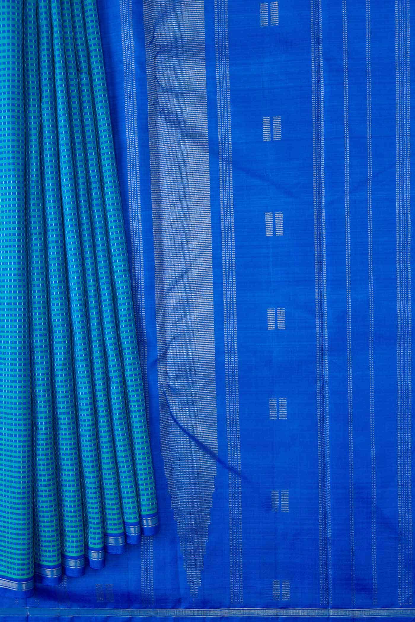 Pure Silk Pure Zari Blue and Sky Blue Dual Tone Kanchipuram Saree