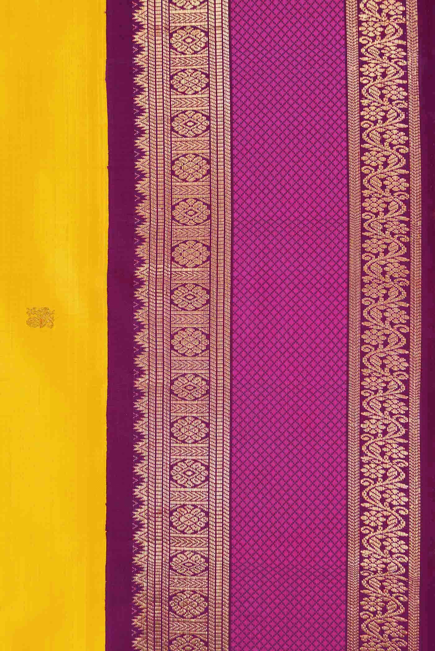 Pure Silk Pure Zari Yellow Kanchipuram Saree